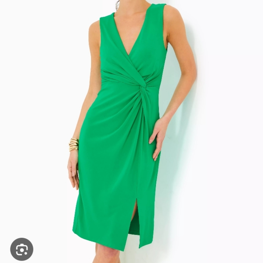 Lilly Pulitzer Odella Green V-Neck Midi Dress Women's Size 14 New